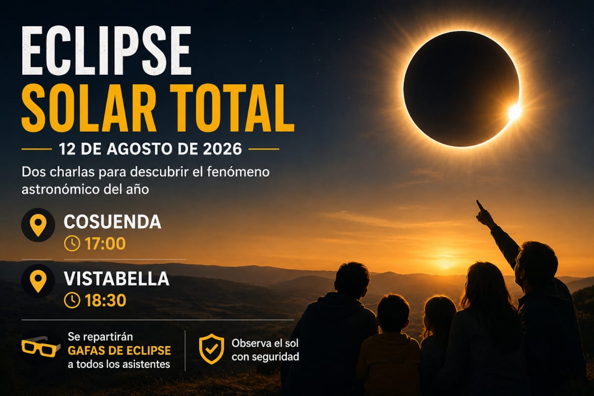 Charlas sobre el eclipse solar total de 2026 en Cosuenda y Vistabella (Zaragoza)