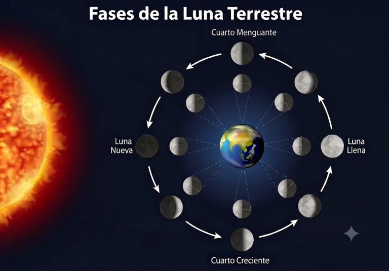 Fases de la Luna vista desde la Tierra