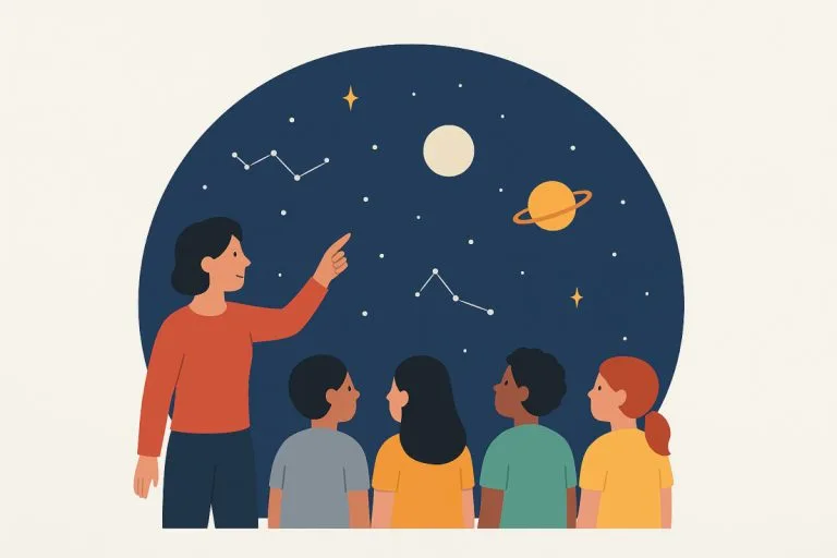 Qué aprende el alumnado dentro de un planetario móvil