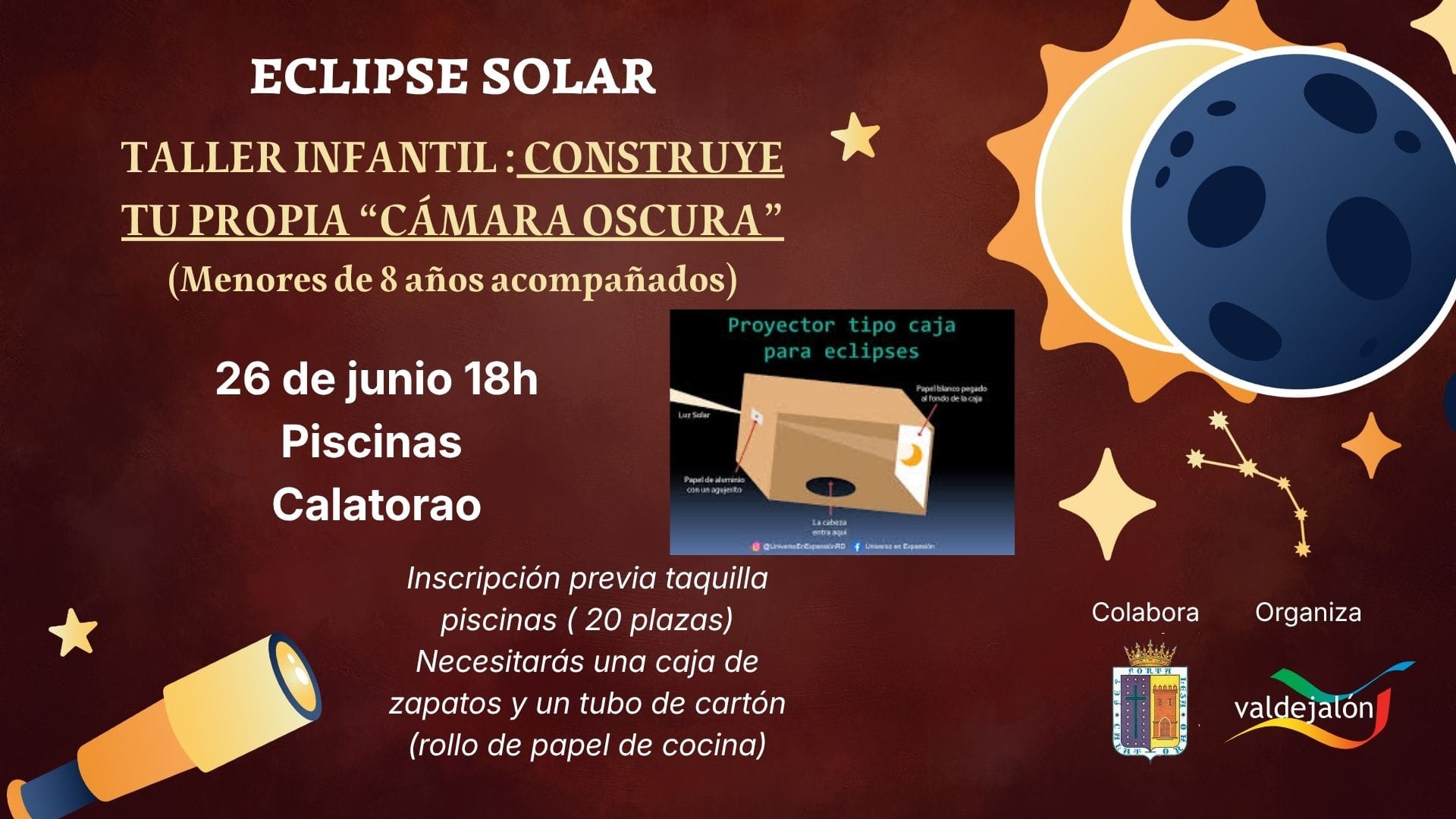 Taller infantil en Calatorao para observar el eclipse