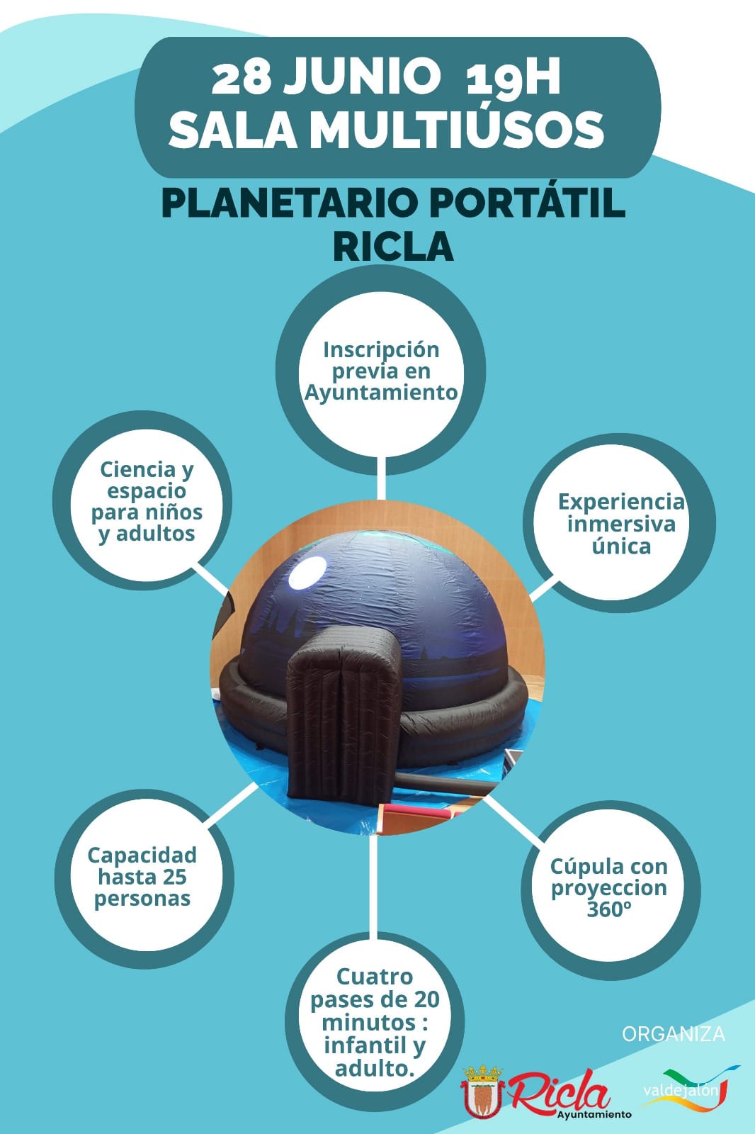 Viaje por el universo en Ricla (Zaragoza) con el planetario móvil de L'univers